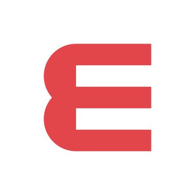 E harfi logosu. Simge tasarımı. Şablon elementleri Geometrik soyut logolar