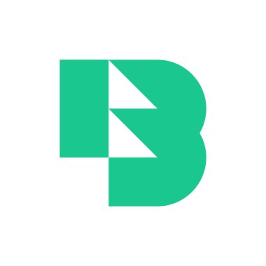 B harfi logosu. Simge tasarımı. Şablon elementleri Geometrik soyut logolar