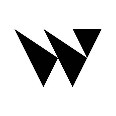 W harfi logosu. Simge tasarımı. Şablon elementleri Geometrik soyut logolar