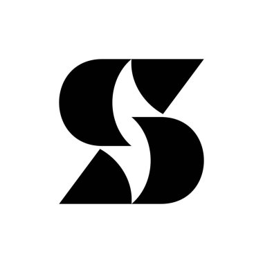 S harfi logosu. Simge tasarımı. Şablon elementleri Geometrik soyut logolar