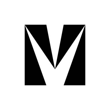 M harfi logosu. Simge tasarımı. Şablon elementleri Geometrik soyut logolar