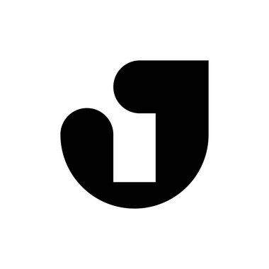 J harfi logosu. Simge tasarımı. Şablon elementleri Geometrik soyut logolar