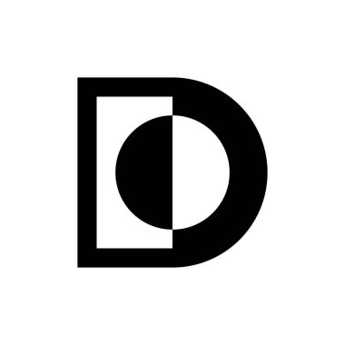 D harfi logosu. Simge tasarımı. Şablon elementleri Geometrik soyut logolar