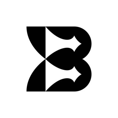 B harfi logosu. Simge tasarımı. Şablon elementleri Geometrik soyut logolar