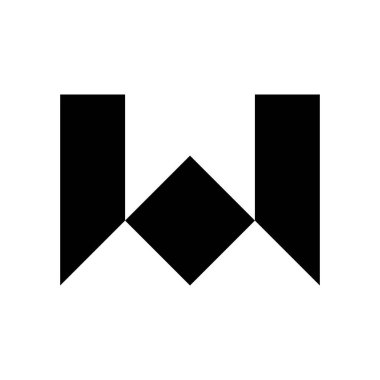 W harfi logosu. Simge tasarımı. Şablon elementleri Geometrik soyut logolar
