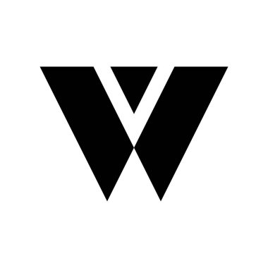 W harfi logosu. Simge tasarımı. Şablon elementleri Geometrik soyut logolar