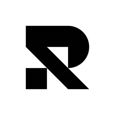 R harfi logosu. Simge tasarımı. Şablon elementleri Geometrik soyut logolar