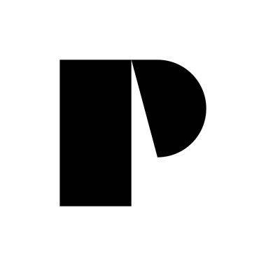 P harfi logosu. Simge tasarımı. Şablon elementleri Geometrik soyut logolar