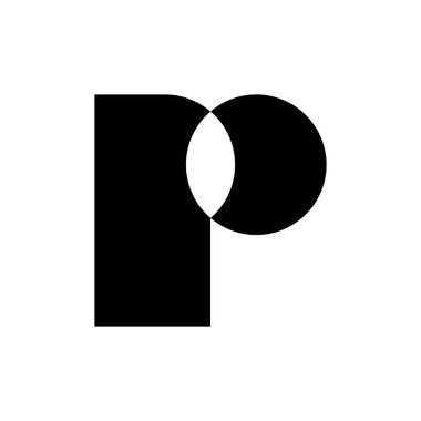 P harfi logosu. Simge tasarımı. Şablon elementleri Geometrik soyut logolar