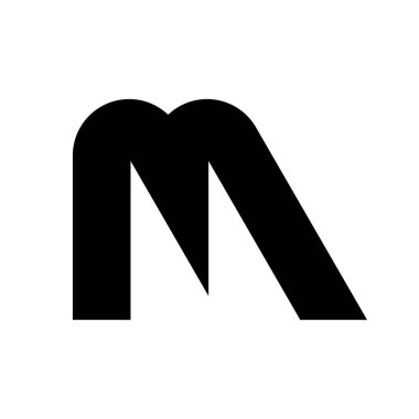 M harfi logosu. Simge tasarımı. Şablon elementleri Geometrik soyut logolar