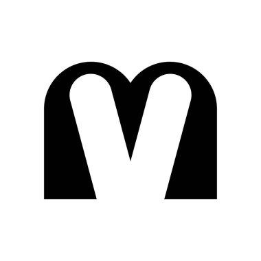 M harfi logosu. Simge tasarımı. Şablon elementleri Geometrik soyut logolar
