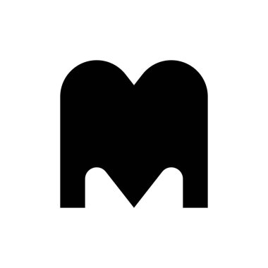 M harfi logosu. Simge tasarımı. Şablon elementleri Geometrik soyut logolar