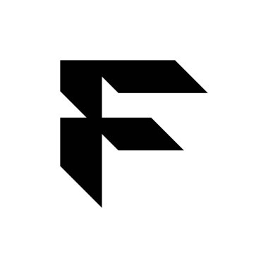 F harfi logosu. Simge tasarımı. Şablon elementleri Geometrik soyut logolar