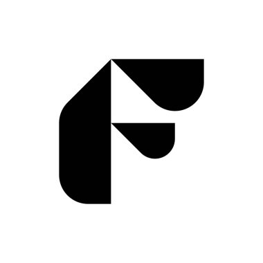F harfi logosu. Simge tasarımı. Şablon elementleri Geometrik soyut logolar