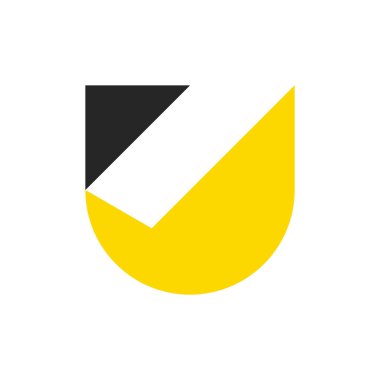 U harfi logosu. Simge tasarımı. Şablon elementleri Geometrik soyut logolar