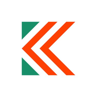 K harfi logosu. Simge tasarımı. Şablon elementleri Geometrik soyut logolar