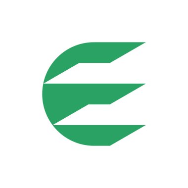 E harfi logosu. Simge tasarımı. Şablon elementleri Geometrik soyut logolar
