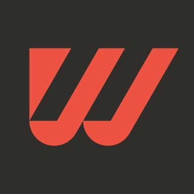 W harfi logosu. Simge tasarımı. Şablon elementleri Geometrik soyut logolar