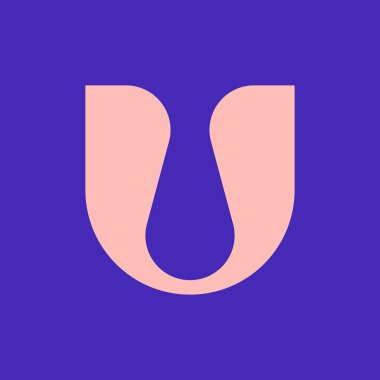 U harfi logosu. Simge tasarımı. Şablon elementleri Geometrik soyut logolar