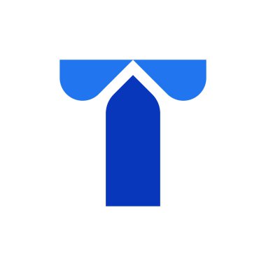 T harfi logosu. Simge tasarımı. Şablon elementleri Geometrik soyut logolar