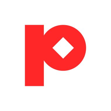 P harfi logosu. Simge tasarımı. Şablon elementleri Geometrik soyut logolar