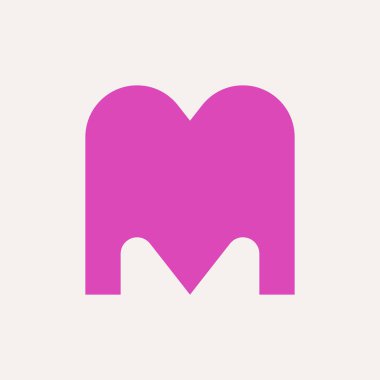 M harfi logosu. Simge tasarımı. Şablon elementleri Geometrik soyut logolar