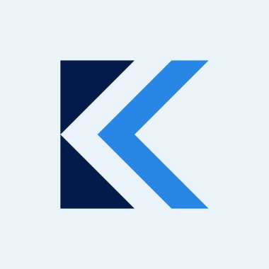 K harfi logosu. Simge tasarımı. Şablon elementleri Geometrik soyut logolar