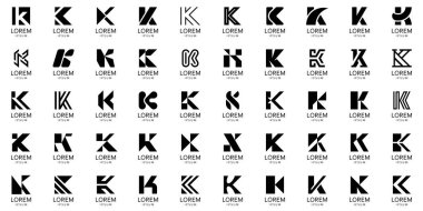 K harfli logo koleksiyonu. Geometrik soyut logolar. Simge tasarımı