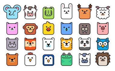 Hayvan Simgeleri. Hayvanların avatarları. Hayvan suratlı kafalar. Şirin ağızlık.