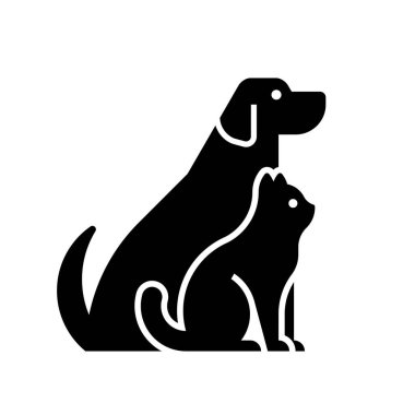 Köpek ve kedi logosu. Simge tasarımı. Şablon öğeleri