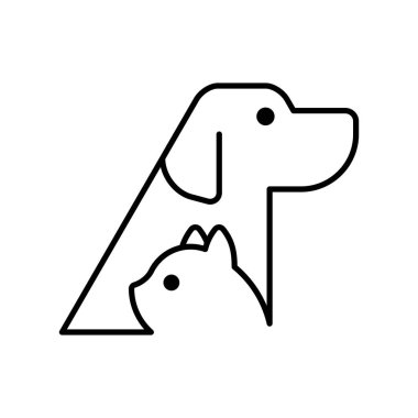 Köpek ve kedi logosu. Simge tasarımı. Şablon öğeleri