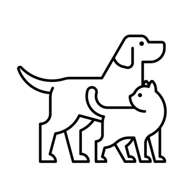 Köpek ve kedi logosu. Simge tasarımı. Şablon öğeleri