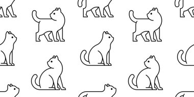 Cat logolu dikişsiz desen. beyaz arka plan üzerinde izole