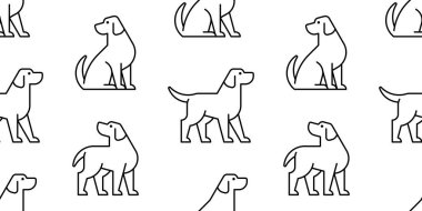 Köpek logosu ile dikişsiz desen. beyaz arka plan üzerinde izole