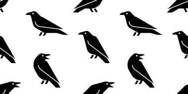 Kuzgun logosuyla kusursuz bir desen. beyaz arkaplanda izole