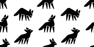 Fennec Fox logosuyla kusursuz desen. beyaz arkaplanda izole