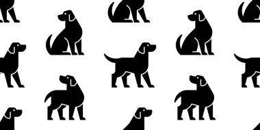 Köpek logosu ile dikişsiz desen. beyaz arka plan üzerinde izole