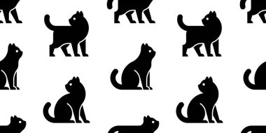 Cat logolu dikişsiz desen. beyaz arka plan üzerinde izole