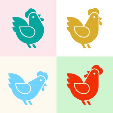 Tavuk Logosu seti. Simge tasarımı. Şablon ögeleri