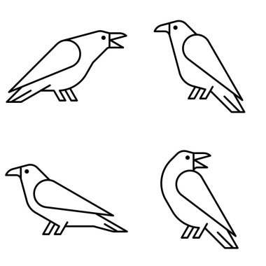 Raven logosu seti. Simge tasarımı. Şablon ögeleri