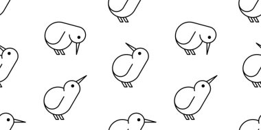 Kiwi kuş logosuyla kusursuz desen. beyaz arkaplanda izole