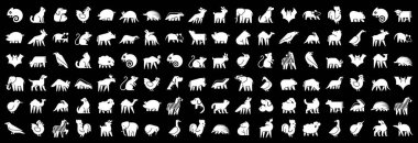 Hayvan logoları koleksiyonu. Hayvan logosu seti. Geometrik soyut logolar. Simge tasarımı