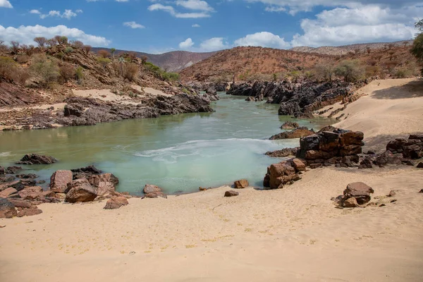 Wodospad Epupa Nad Rzeką Kuene Namibia — Zdjęcie stockowe