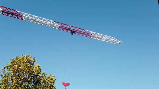 Tower Crane Working Blue Sky — Stock Video