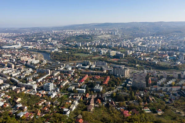 Widok Lotu Ptaka Miasto Cluj Napoca Rumunia Jesienią Krajobraz Miejski — Zdjęcie stockowe