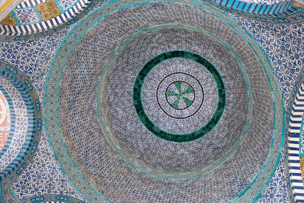 阿克萨清真寺的阿拉伯马赛克瓷砖细节 岩石圆顶 以色列耶路撒冷圣殿山 — 图库照片