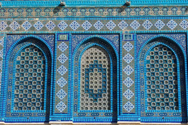Dettagli Piastrelle Mosaico Arabo Sulla Moschea Aqsa Cupola Della Roccia — Foto Stock