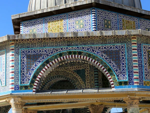 Colorful Mosaic Tiles Ancient Arabic Patterns Dome Rock Temple Mount — Stock Photo, Image