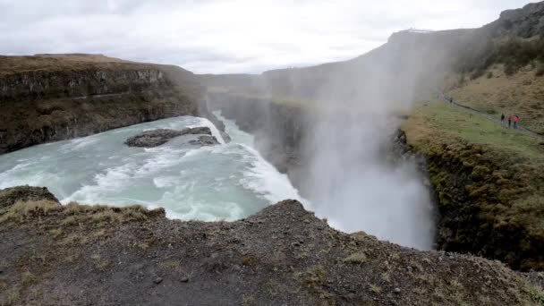 Cascada Gullfoss Círculo Dorado Islandia — Vídeo de stock