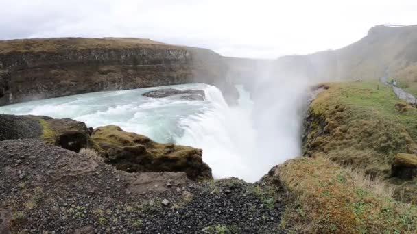 Wodospad Gullfoss Złoty Krąg Islandia — Wideo stockowe